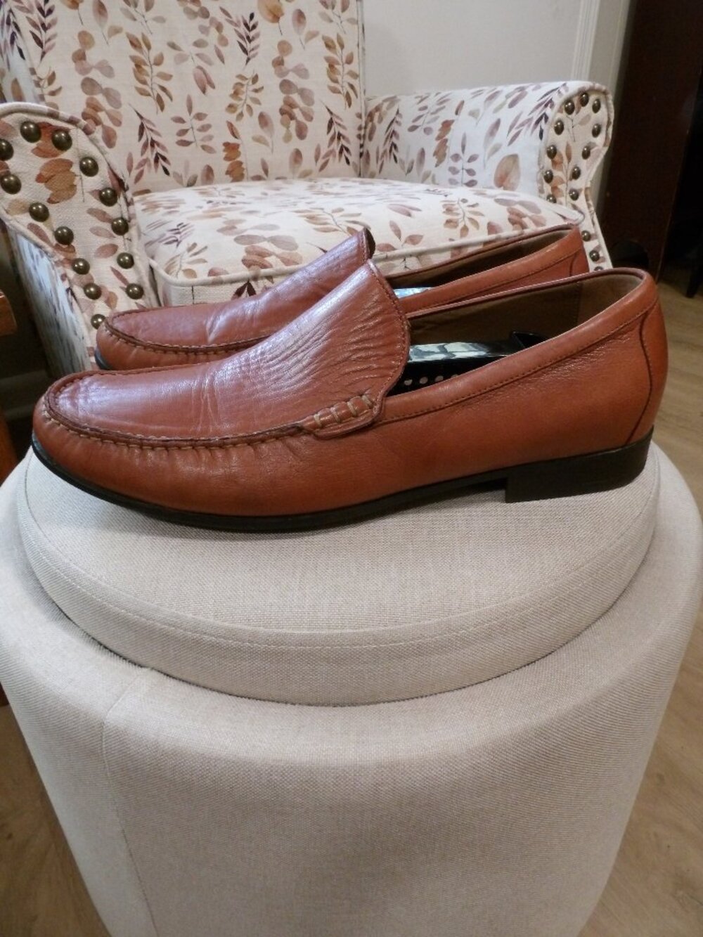 Johnston & Murphy Mens Harrison Leather Slip on Venetian Loafers | Cognac | 12M